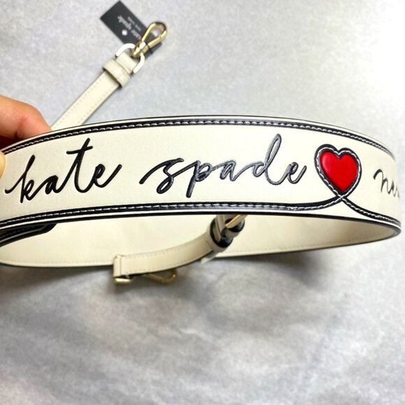 Kate Spade KF319 Script Logo Leather Bag Strap in Meringue Multi - Picture 1 of 7